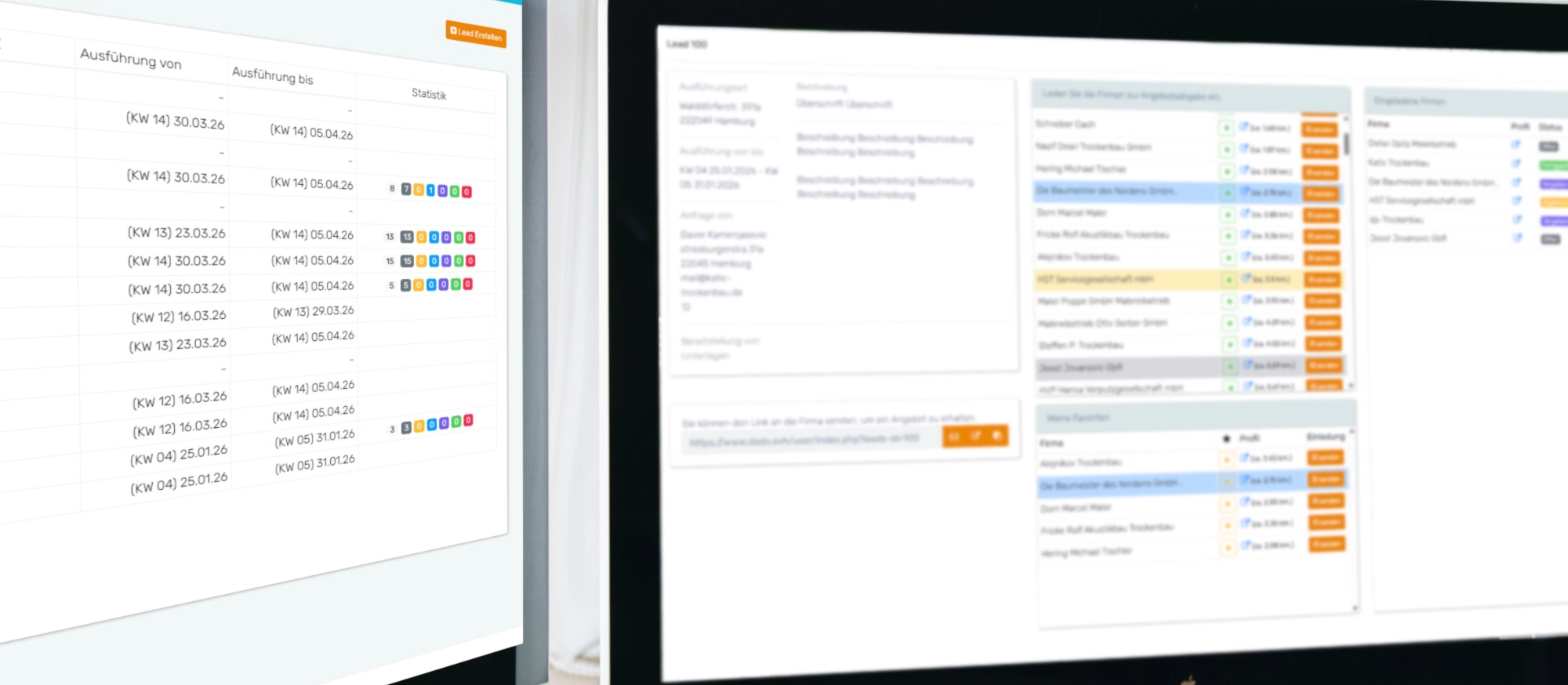 Kunde erstellt online eine Anfrage